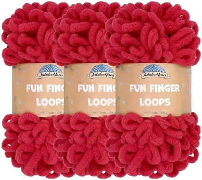 JubileeYarn Fun Finger Loops Yarn - Scarlatta - 3 Skeins by BambooMN