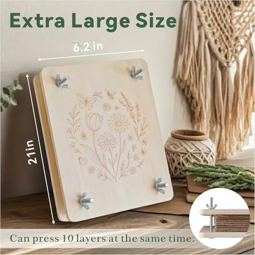 TTUGTTUG Wooden Flower Press Kit, 8.2" x 6.2" Pressed Flowers for Adult - Image 2
