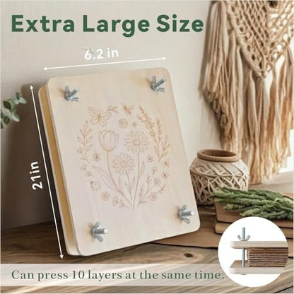 TTUGTTUG Wooden Flower Press Kit, 8.2" x 6.2" Pressed Flowers for Adult - Image 2
