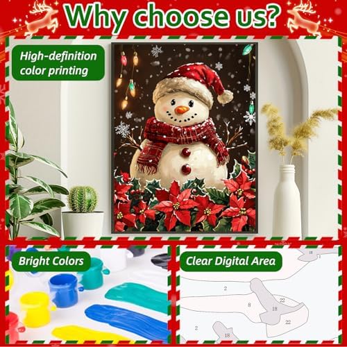 Reivworl Snowman Paint by Numbers Kit for Adults Beginner 16×20 inch - Image 5