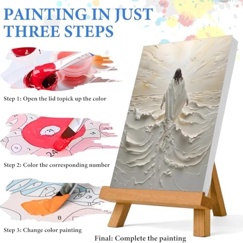 Jesus Paint by Numbers Kit for Adults Framed Canvas 12X16 in, Frameworkless - Image 6