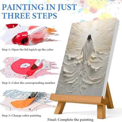 Jesus Paint by Numbers Kit for Adults Framed Canvas 12X16 in, Frameworkless - Image 6