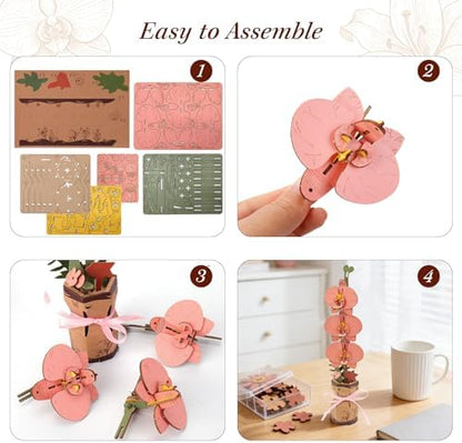 BUSOHA 3D Wooden Flower Puzzle for Adults - Orchid DIY Craft Kit - Image 3