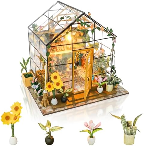 GuDoQi DIY Miniature Dollhouse Kit, Tiny House kit with Furniture, Miniature House Kit 1:24 Scale, Handmade Gift for Birthday Easter Day, Sunshine Flower House by GuDoQi
