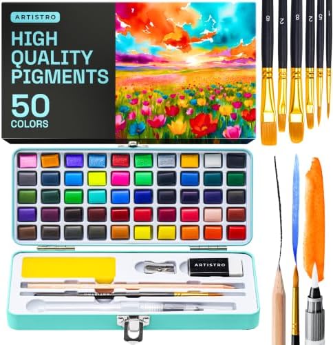 ARTISTRO Vivid Watercolor Paint Set with Palette & Brush Pens by ARTISTRO
