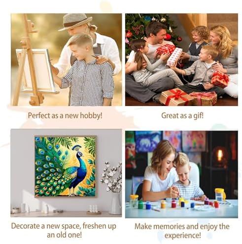 Artunion Framed Paint by Numbers Kit for Adults Beginners & Kids Ages 8-12,Colorful Peacock Paint by Number with Frame,Bird Animals Paint by Numbers Kit on Canvas 10 * 10 Inch Without Easel - Image 7