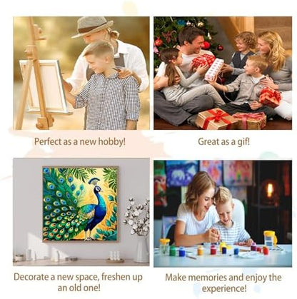 Artunion Framed Paint by Numbers Kit for Adults Beginners & Kids Ages 8-12,Colorful Peacock Paint by Number with Frame,Bird Animals Paint by Numbers Kit on Canvas 10 * 10 Inch Without Easel - Image 7