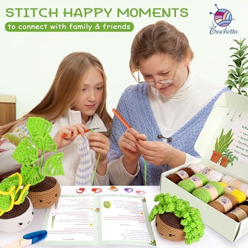 Crochetta Crochet Kit for Beginners, Crochet Starter Kits for Adults with Step-by-Step Video Tutorials, Learn to Crochet Kit Kids, Knitting Craft Supplies, Crochet Plants Indoor Home Decor(40%+ Yarn) - Image 5