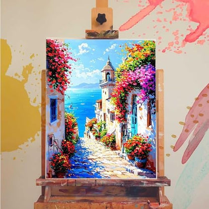 Town Paint by Numbers Kit for Adults Flower Paint by Numbers, DIY Acrylic Watercolor Oil Painting Kits for Adults Beginners with Brushes, Hobbies for Women for Home Wall Decor, Gifts 40x54 in 3-47 - Image 3