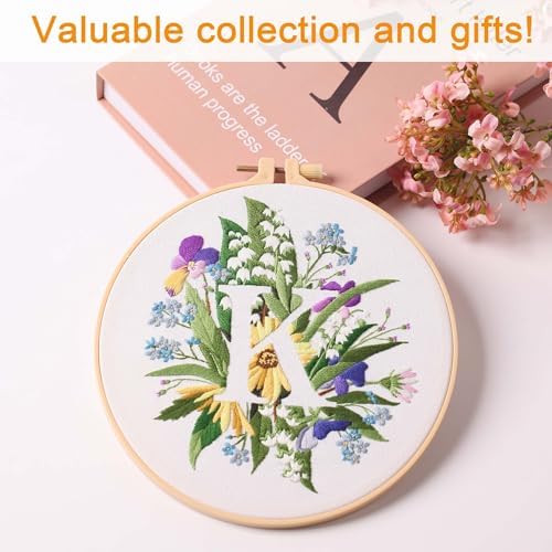 Harimau Letter K Pattern Embroidery Kit for Adult Beginners, Complete Starter Pack with 1 Hoop, Needles, Instruction Guide & Embroidery Stitch Video Tutorials - Image 5