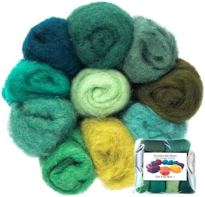 The Felt Box Needle Felting Wool Carded Batts Shade Pack 100 Grams 3.5 Oz -Green by TheFeltBoxNeedleFelting