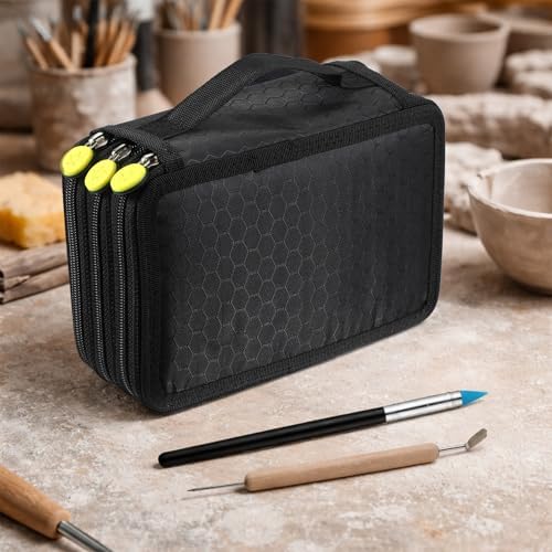 43 Pcs Pottery Tools Pottery Sculpting Tool, Potterys Kit, Clay Sculpting Tools at Home, Ceramics Tool Set with Carrying Case Bag and Apron, for Potterys Wheel, DIY Art and Craft (Natural Wood Color) - Image 6