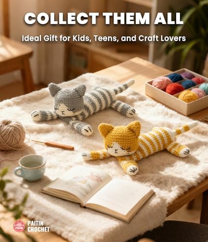 PAITIN Crochet Starter Kit – Easy DIY Craft Set for Adult Beginners, Handmade Yarn Art Project with Video Guidance (Sleeping Cat) - Image 5