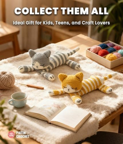 PAITIN Crochet Starter Kit – Easy DIY Craft Set for Adult Beginners, Handmade Yarn Art Project with Video Guidance (Sleeping Cat) - Image 5