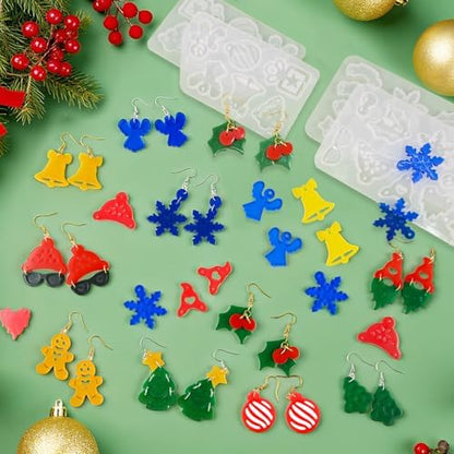 Christmas Themed Resin Earring Molds with Hole and Hooks Rings - Image 2