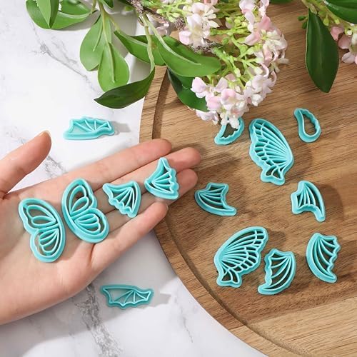 beinkmake 14Pcs Wings Polymer Clay Cutters Angel Wing Clay Earrings Cutters for Adults Bat Butterfly Dragon Wing Cute Polymer Clay Cutter for Jewelry Earrings Making Birthday Party DIY Supplies - Image 3