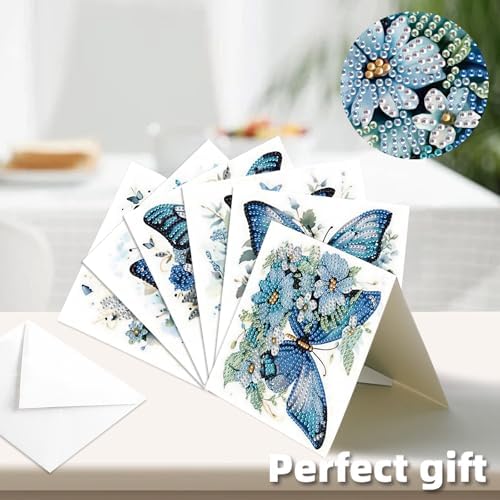 C'eitura 12Pcs Butterfly & Bluebird Diamond Art Painting Greeting Card Kit with Envelopes, DIY Nature Theme Christmas Birthday Thanksgiving Card Making Set, Garden Inspired Handmade Card Craft - Image 5