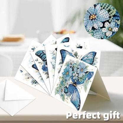 C'eitura 12Pcs Butterfly & Bluebird Diamond Art Painting Greeting Card Kit with Envelopes, DIY Nature Theme Christmas Birthday Thanksgiving Card Making Set, Garden Inspired Handmade Card Craft - Image 5