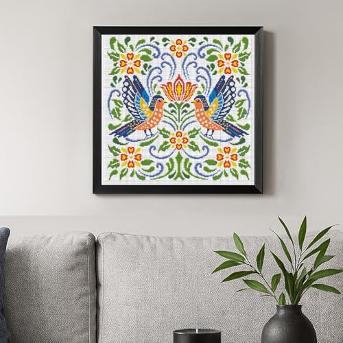 FREEBLOSS 11CT Vector Flowers Stamped Cross Stitch Kits Complete Embroidery Kits with Instruction Cross Stitch Wall Hanging Kit for Needlepoint Adults Wall Art Decoration 18x18in/45x45cm - Image 6