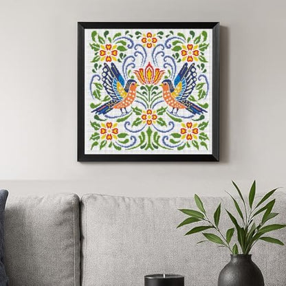 FREEBLOSS 11CT Vector Flowers Stamped Cross Stitch Kits Complete Embroidery Kits with Instruction Cross Stitch Wall Hanging Kit for Needlepoint Adults Wall Art Decoration 18x18in/45x45cm - Image 6