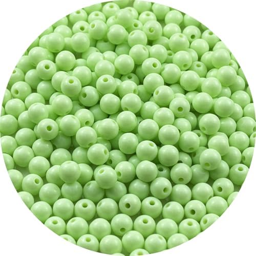 300pcs Acrylic Round Beads for Crafts 8mm Resin Candy Color Spacer Beads with Hole for Jewelry Making Sewing Crafts Decoration Necklaces Bracelets Earrings Supplies(Light Green) by Unknown