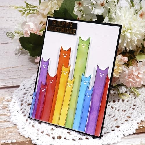 Lapoo Cutting Die for Scrapbooking, 3D Backgrounds Frame New Cutting Dies DIY Album Card Making Decor Paper Craft Metal Die Cuts Party Decorations (Cat Note 3.9 x 1.8 in) by LAPOO