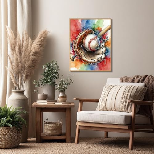 Reivworl Baseball Paint by Numbers Kit for Adults Beginner, 16" Wx20 L Baseball Paint by Number for Adult, Acrylic Painting Kits with Canvas for Gifts and Wall Decor - Image 2