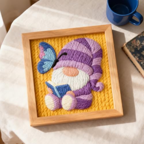 INFUNLY Dwarf Reading Punch Needle Embroidery Kits for Beginner Adult Purple Gnome DIY Punch Needle Starter Kits for Wall Hanging Book Needles Stitching Kit with Instruction for Crafts Gift Home Decor - Image 6