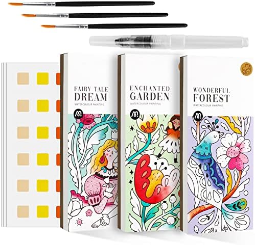 3pack Watercolor Painting Coloring Books Pocket Watercolor Paint Bookmarks by ROOCHKD