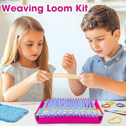 ZJEFUNS Weaving Loom Kit Toys for Kids and Adults DIY Arts and Crafts for Girls Ages 5 6 7 8 9 10 12, Pot Holder Loom Knitting Kits Includes 8 Color Craft Loops for Beginners - Image 6