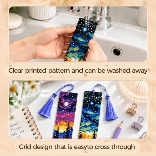 CYANFOUR 6 Pcs Cross Stitch Bookmark Kit for Beginners - Image 3