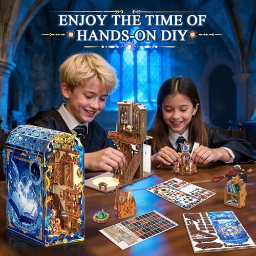 Book Nook Kit, DIY Miniature House 3D Wooden Puzzle with LED Light, Fantasy Bookstore Bookshelf Decor for Adults, Teens & Beginners, Gift for Book Lovers - Image 7