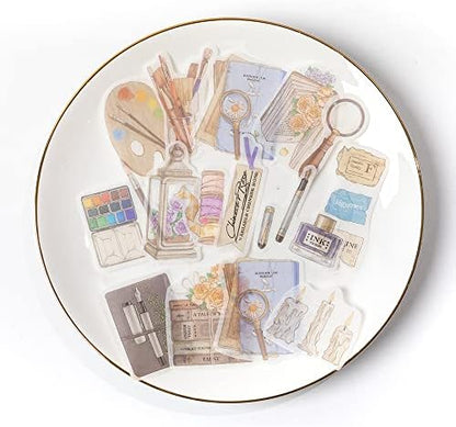 Alideco 260pcs Vintage Scrapbook Supplies Pack for Art Journaling Bullet Junk Journal Planners DIY Paper Stickers Craft Kits Notebook Collage Album Aesthetic Cottagecore Picture Frames(Book study) - Image 5