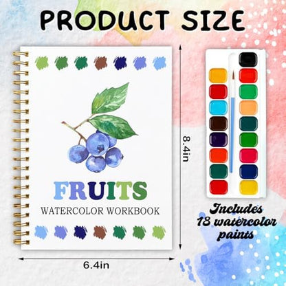 Fruit-Themed Watercolor Workbook, Water Coloring Book, 12 Different Patterns of DIY Designs, Summer Fruit Painting Book for Beginners, Stress Relieving and Relaxing Art Gift (Fruit) - Image 2