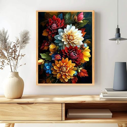 MAXBYE Flower Paint by Numbers Kit for Adults, Beautiful Dahlia Paint by Numbers Kits for Beginner, DIY Acrylic Color by Number on Canvas for Home Wall Decor Gift 12X16 Inch - Image 3