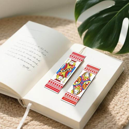 FREEBLOSS 6 Set Cross Stitch Bookmarks Kit Poker Stamped Cross Stitch Kit DIY Embroidery Bookmark Set with Instruction for Adults Beginners Gift for Reading Enthusiasts 8 * 2.4inch 11CT - Image 6