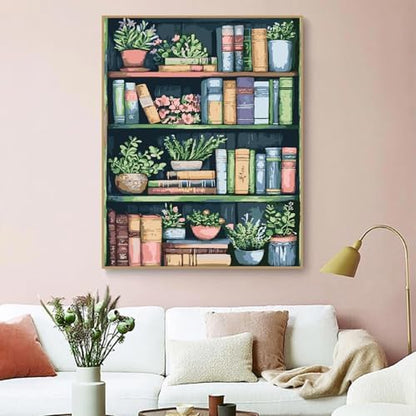 ZRIZQ Paint by Numbers Kit for Adults Beginner,Bookshelf,16x20 - Image 3