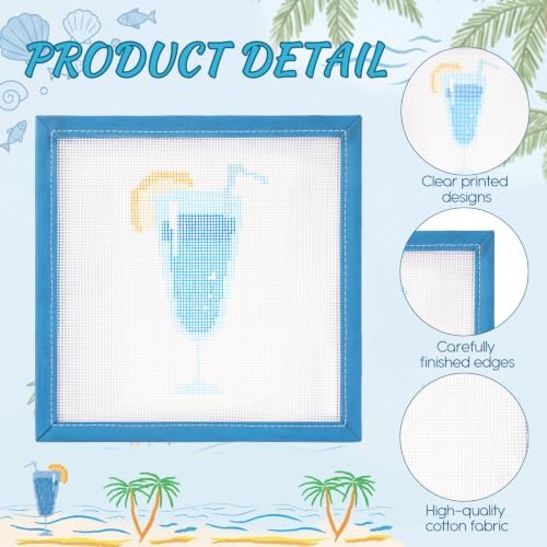Sabary 14 Mesh Needlepoint Kit Hand Painted Canvas 7.8", Blue Goblet - Image 3