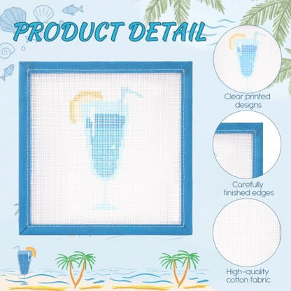 Sabary 14 Mesh Needlepoint Kit Hand Painted Canvas 7.8", Blue Goblet - Image 3