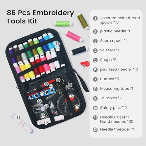 Drawnby Embroidery Stitch Book Kit, Large Size Stitch Book with Full Sewing Tools and Instructional Tutorial, Embroidery Kit for Beginners, Gift for Craft Lovers and Sew Enthusiast - Image 5
