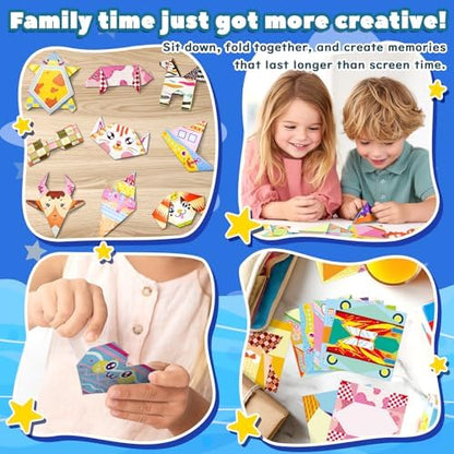 Origami Kit For Kids Ages 5-12, Includes 200 Sheets Of Origami Paper With A Guiding Book, Colorful Arts And Crafts Origami Book For Boys And Girls, Perfect For Road Trip Activities, Toys And Gifts - Image 3