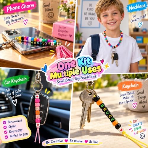 Aqltidiz 660Pcs DIY Beaded Keychain Making Kit, Bag Charm Craft Supplies - Image 6