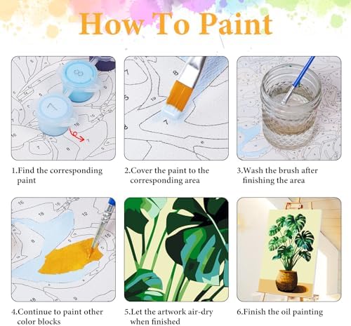 Framed Paint by Numbers Kit for Adults, Tropical Plant Decor 8x12 Inch - Image 6