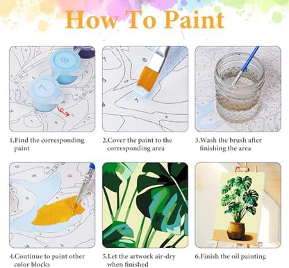 Framed Paint by Numbers Kit for Adults, Tropical Plant Decor 8x12 Inch - Image 6