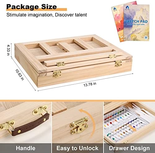 Watercolor Paint Set with Wooden Tabletop Easel, Portable Painting Supplies - Image 7