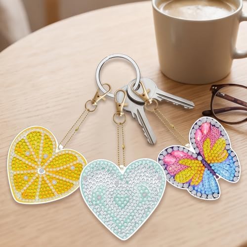 LAKEQUILL Mixed Heart 12 Pcs 5D Diamond Painting Keychain Kit - Image 7