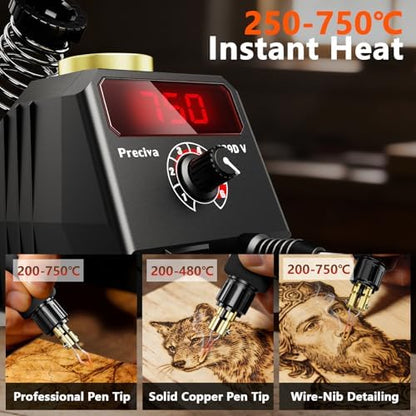 Wood Burning Kit,40W Wood Burning Pen with Adjustable Temperature 482°F–1382°F & Digital Display, Wood Burning Tool Kit with 20pcs Tips and Heat-Resistant Handle for Wood & Leather Crafts - Image 3