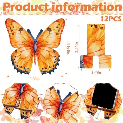 Kenning 12 Pcs Butterfly Crafts Color Your Own Phone Holder DIY Butterfly Cell Phone Stand Paint Your Own Unfinished Wooden Cellphone Holder Paint with 24 Color Pens for Adults Handmade Project Gift - Image 3