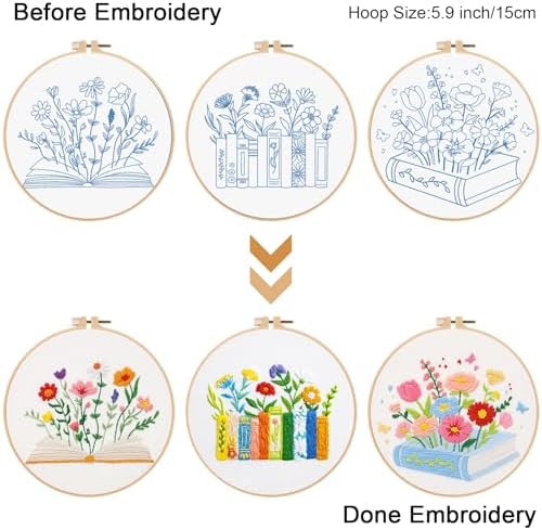 Louise Maelys 3 Pack Floral Book Embroidery Kit for Beginners DIY Craft - Image 3