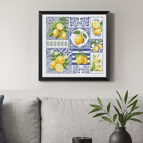 FREEBLOSS 11CT Cross Stitch Kit Stamped Cross Stitch Craft Kit with Stitching Guide for Beginners Lemon Embroidery Set Crossstitch Wall Hanging Set 17.7x17.7inch - Image 6
